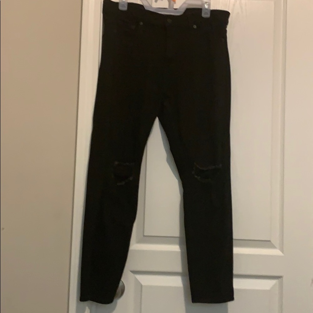 Hollister Ripped Tapered Skinny Black Jeans